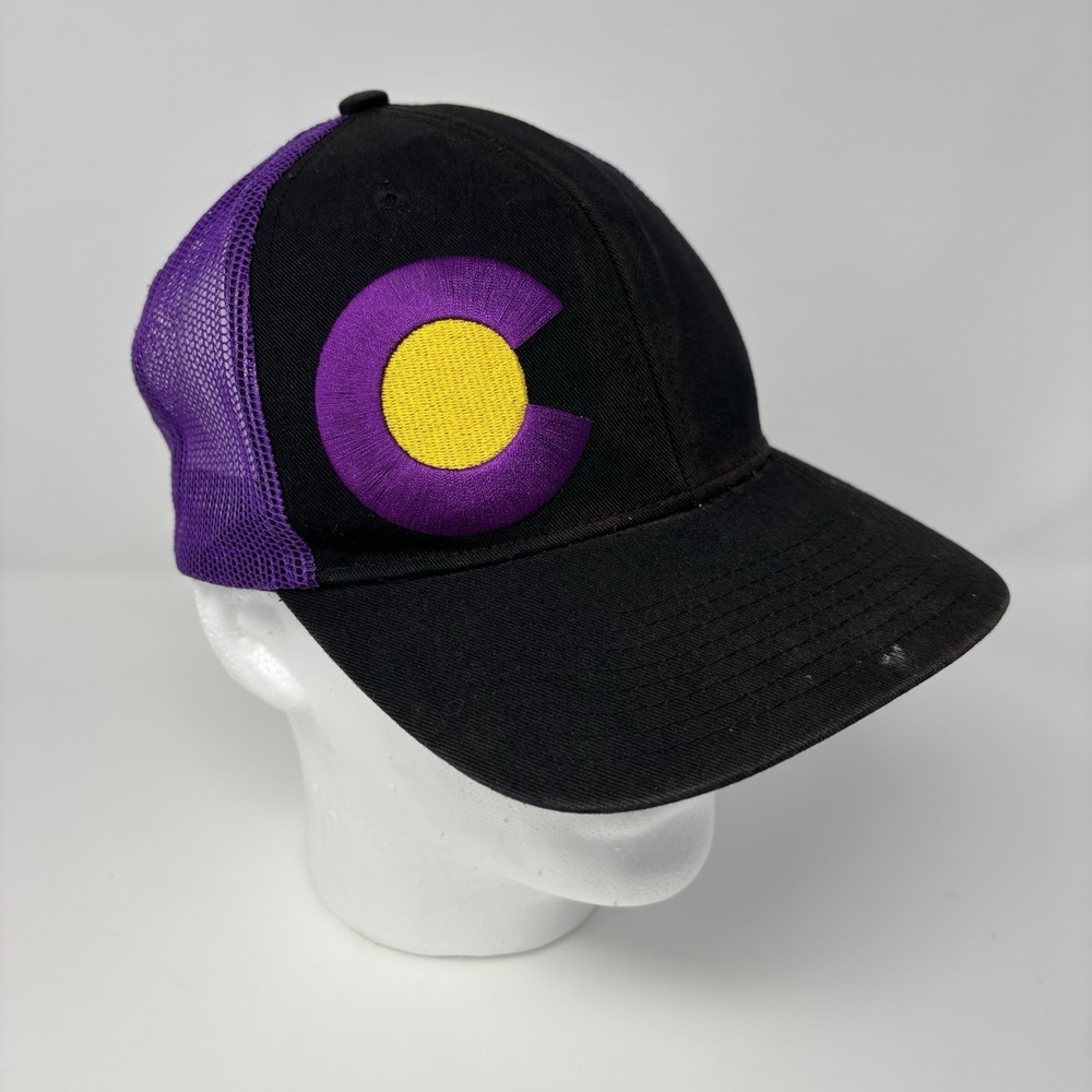 VTG Colorado "C" Hat Purple Black Adjustable SnapBack Trucker Hat Faded